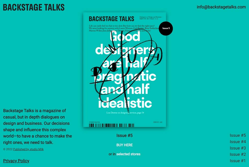 Picture of recreated Backstage Talks site.